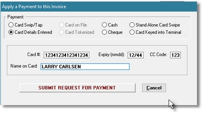Invoice Pre-Payment Screen
